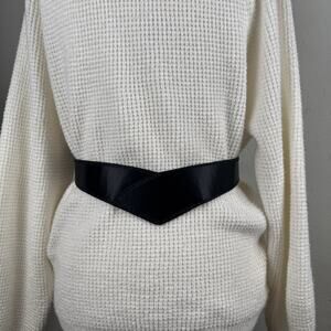 Vintage Black Satin Statement Belt Medium